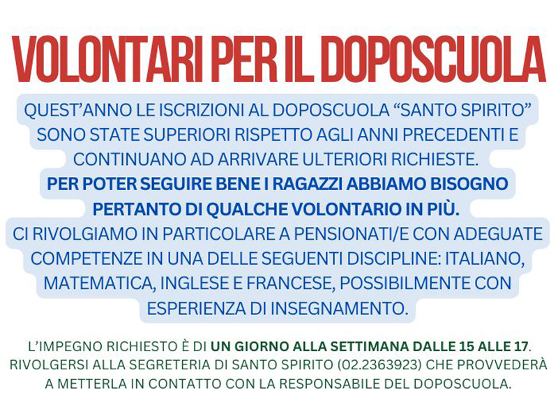 VOLONTARI DOPOSCUOLA