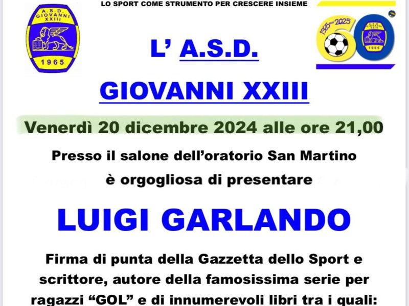 GXXIII: incontro aperto a tutti con LUIGI GARLANDO, scrittore e&nbsp;giornalista