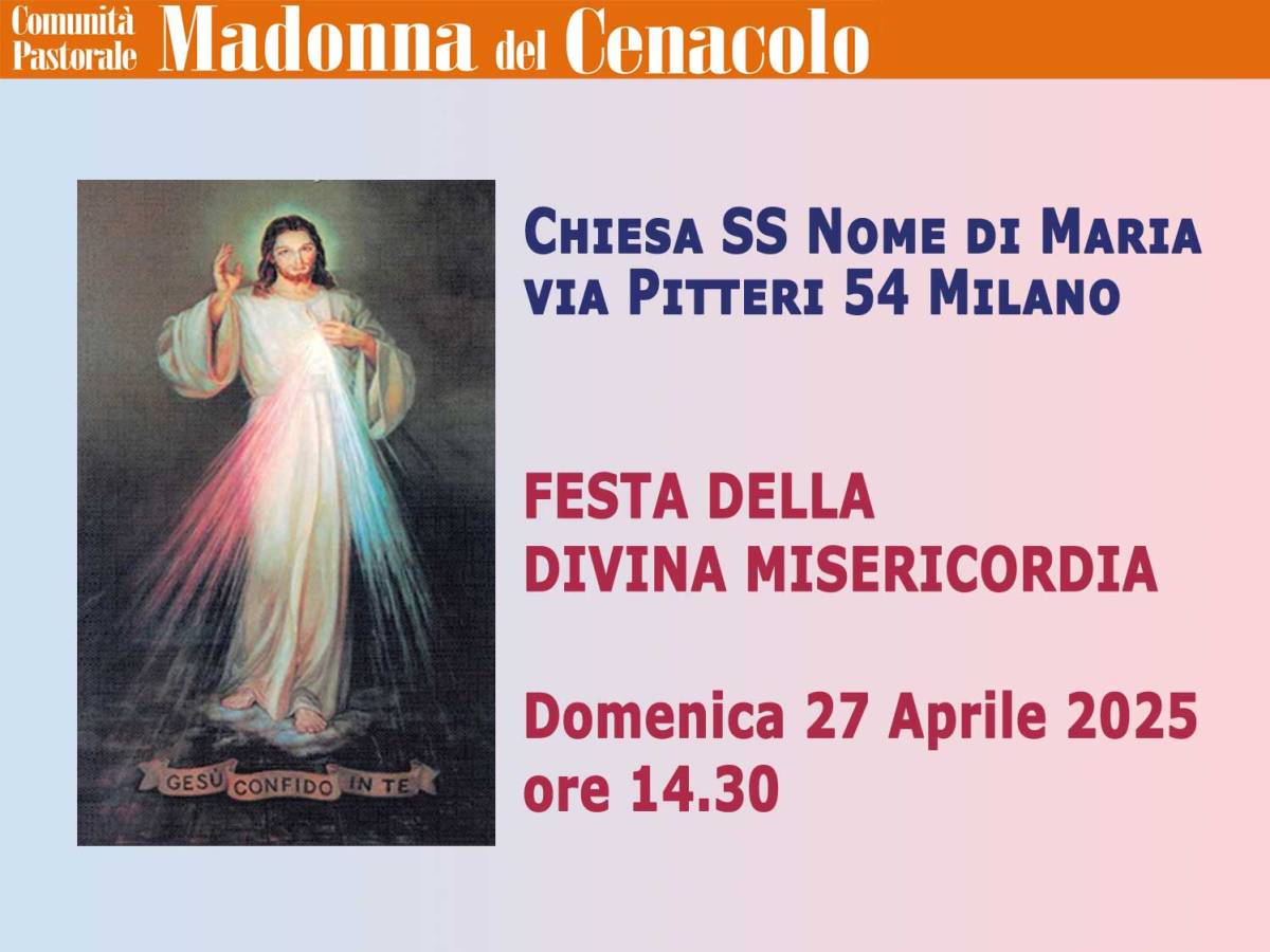 Festa della DIVINA MISERICORDIA: 27 aprile il SS Nome di Maria dalle ore&nbsp;14.30