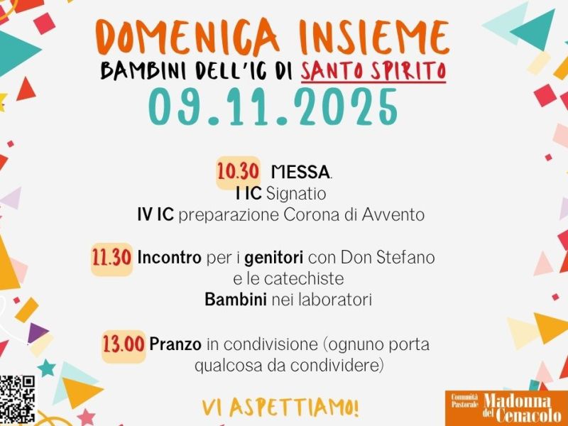DOMENICA INSIEME per i bambini dell’IC di Santo Spirito il 9&nbsp;novembre