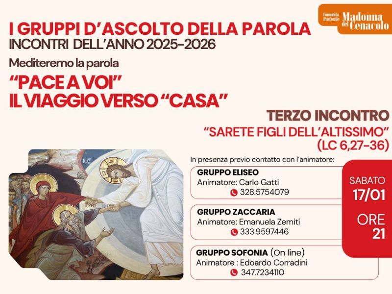 Gruppi di ascolto della parola: incontri del&nbsp;17/01/2025