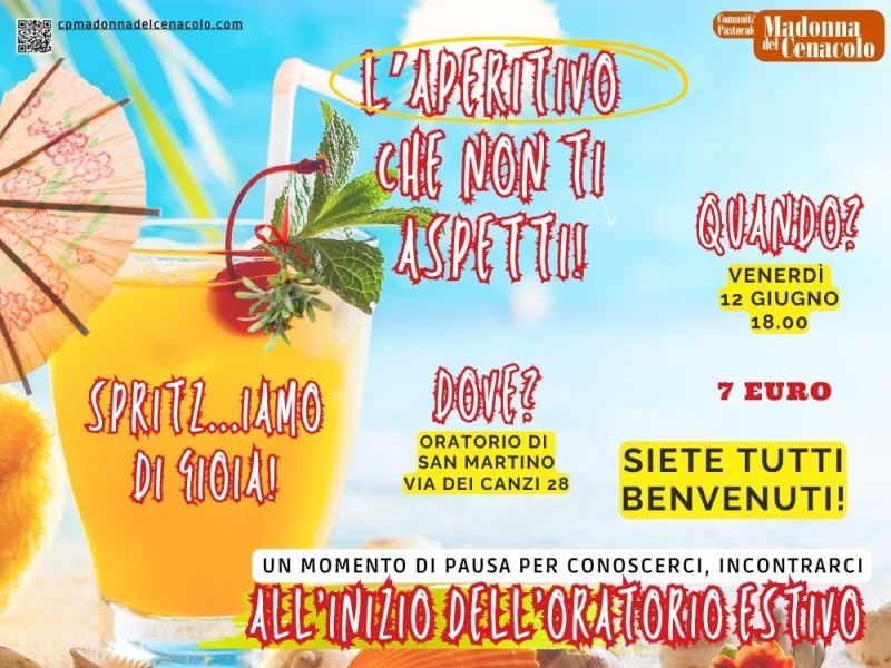 Aperitivo prima settimana di oratorio estivo in San Martino. Per tutti!!! 12/06 ore&nbsp;18